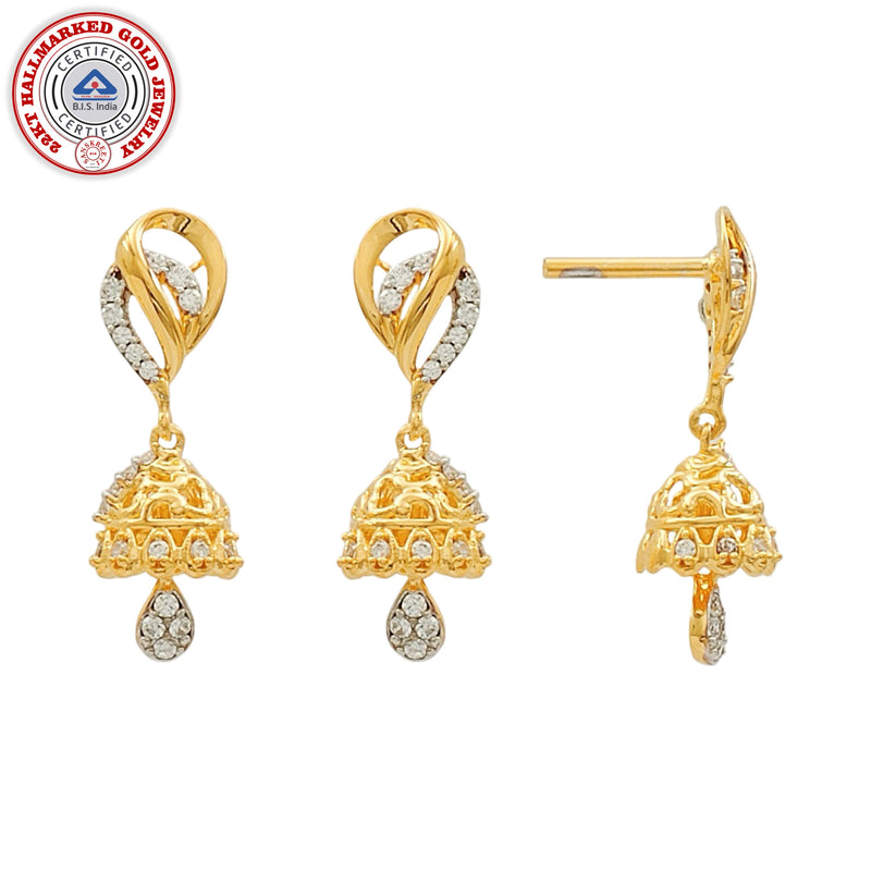 916 Twenty Two Karat (22Kt) Hallmarked Gold Small Jhumki (Jimki) -Style