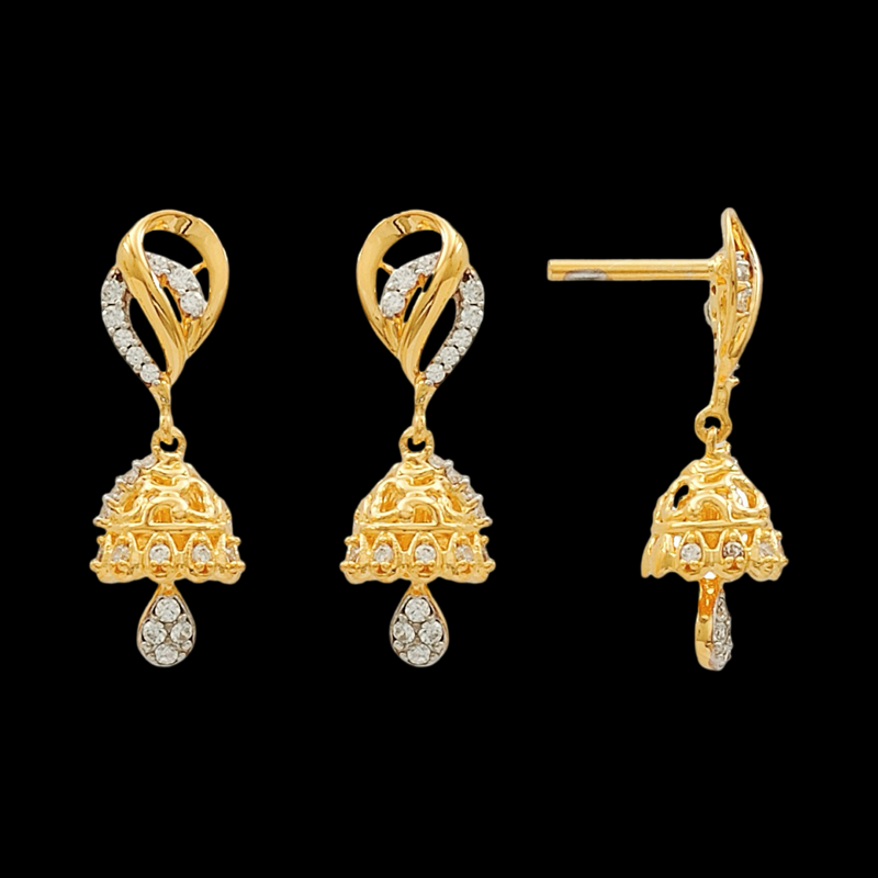 916 Twenty Two Karat (22Kt) Hallmarked Gold Small Jhumki (Jimki) -Style