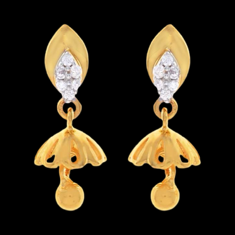 916 Gold Twenty Two Karat (22Kt) Hallmarked Small Jhumki (Jimki) -Style