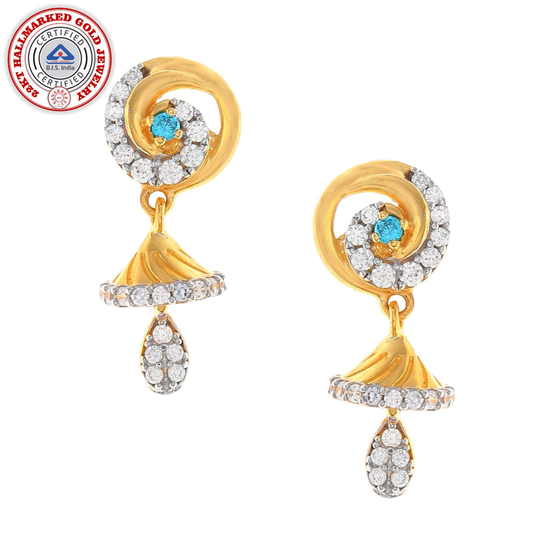 916 Twenty Two Karat (22Kt) Hallmarked Gold Small Jhumki (Jimki) -Style