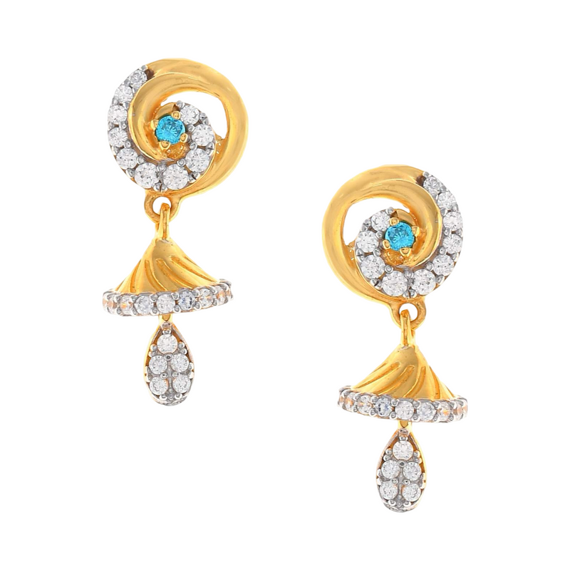 916 Gold Twenty Two Karat (22Kt) Hallmarked Small Jhumki (Jimki) -Style