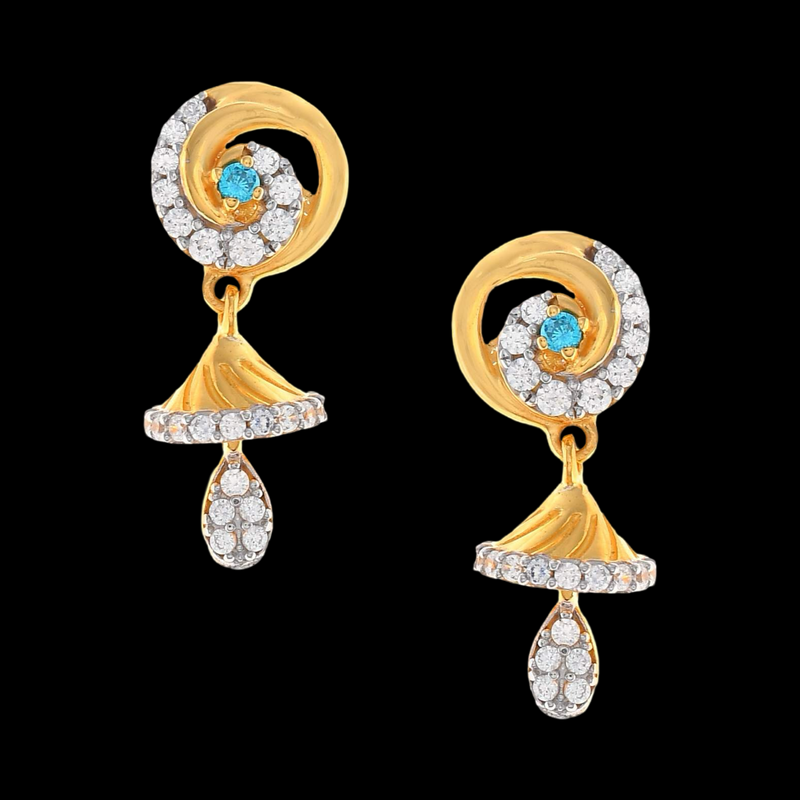 916 Twenty Two Karat (22Kt) Hallmarked Gold Small Jhumki (Jimki) -Style