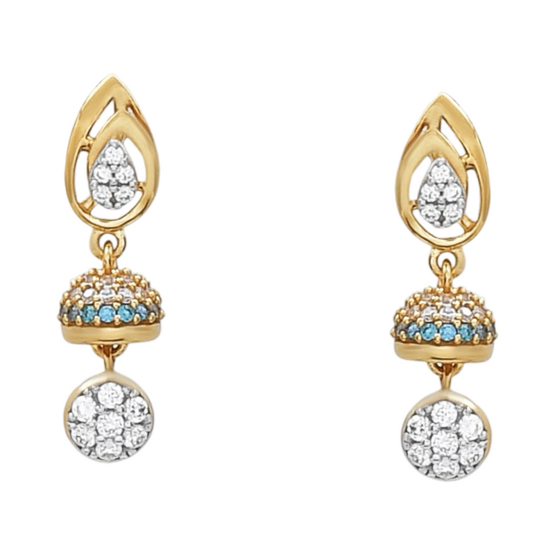 916 Gold Twenty Two Karat (22Kt) Hallmarked Small Jhumki (Jimki) -Style