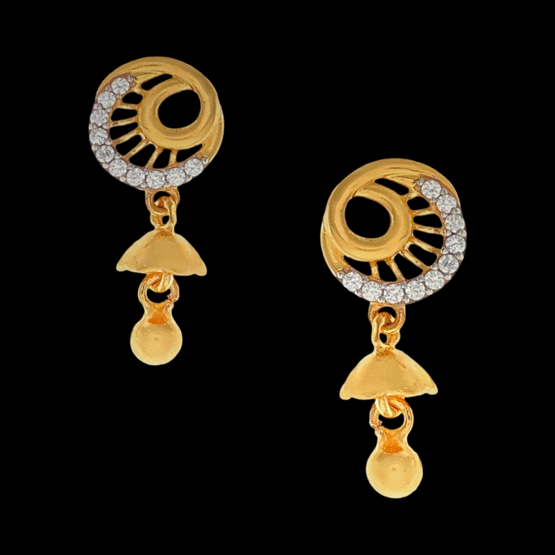 916 Twenty Two Karat (22Kt) Hallmarked Gold Small Jhumki (Jimki) -Style