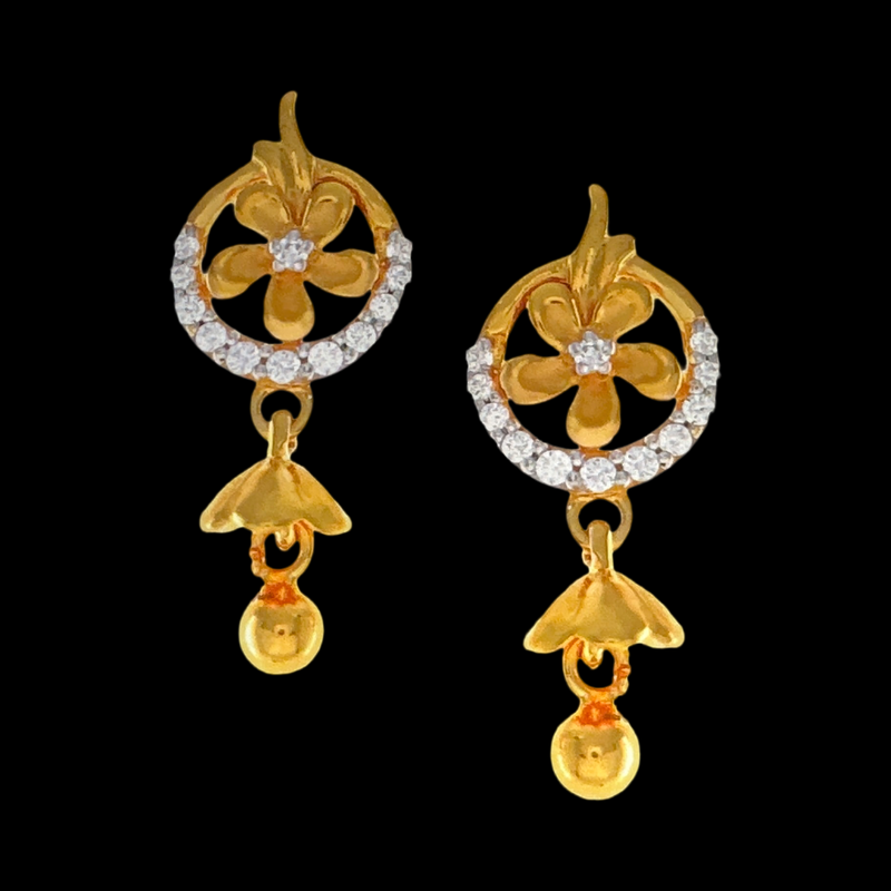 916 Twenty Two Karat (22Kt) Hallmarked Gold Small Jhumki (Jimki) -Style