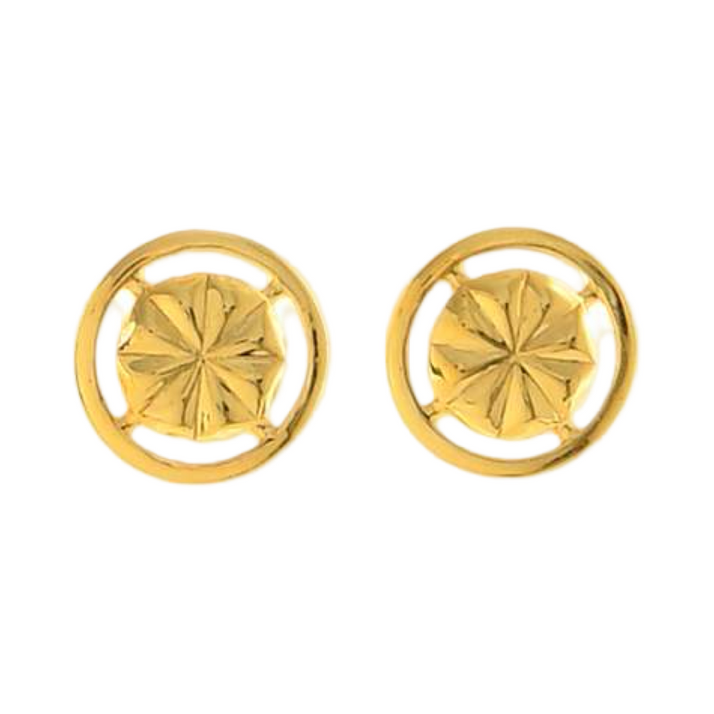 916 Twenty Two Karat (22Kt) Hallmarked 8mm Gold Studs -Style