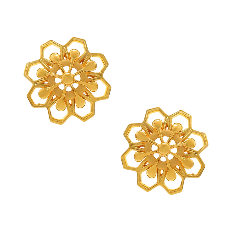 916 Twenty Two Karat (22Kt) Hallmarked 12mm Gold Studs -Style