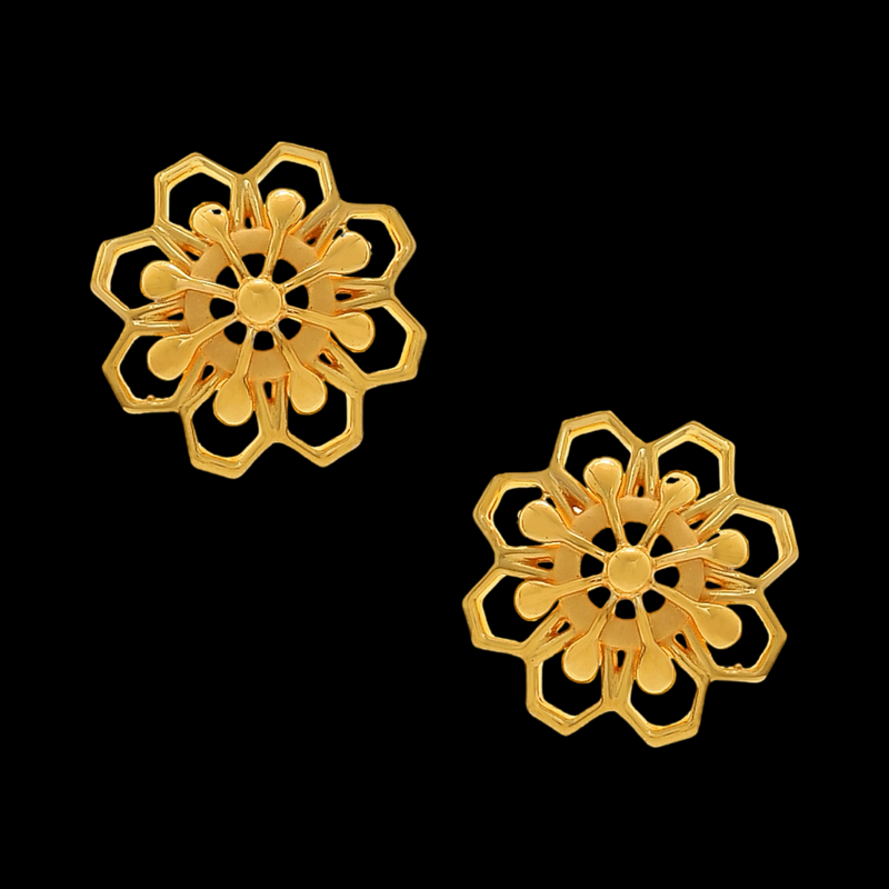 916 Twenty Two Karat (22Kt) Hallmarked 12mm Gold Studs -Style