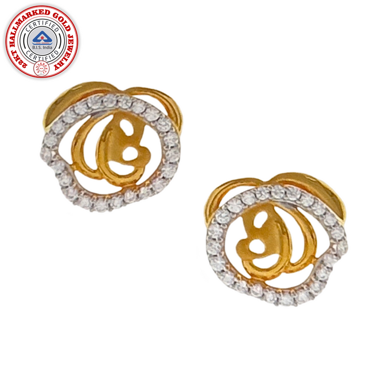 916 Twenty Two Karat (22Kt) Hallmarked 10mm Gold Studs  -Style