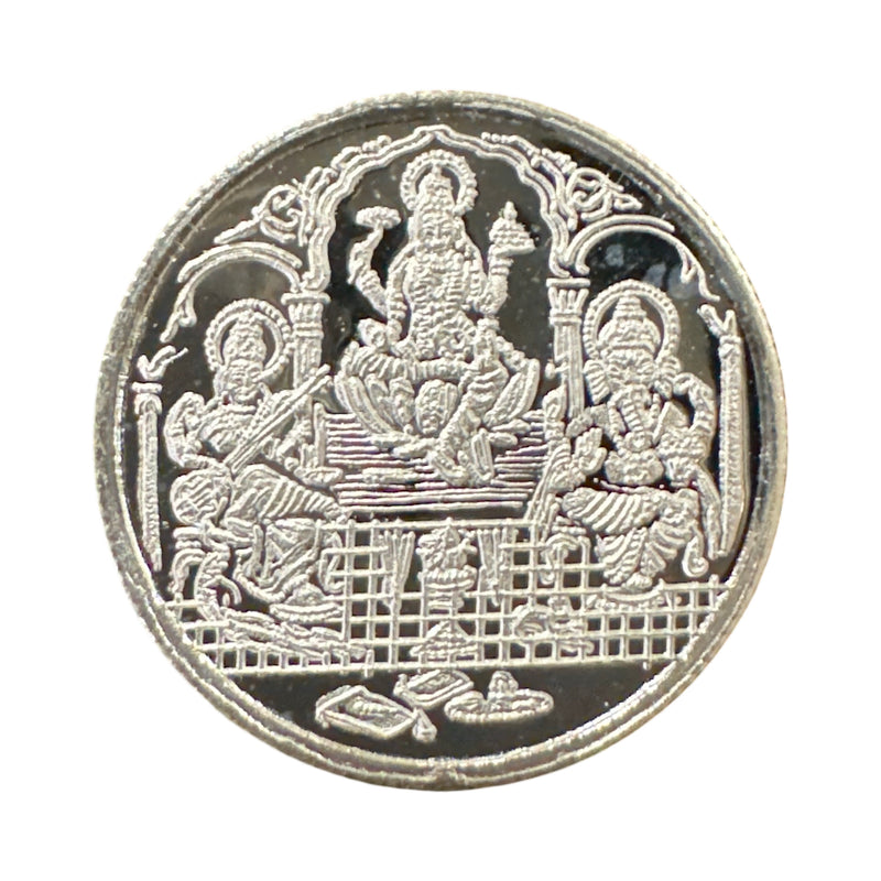 999 Pure Silver Ganesha Lakshmi & Saraswati 5 Gram Coin - Figurine