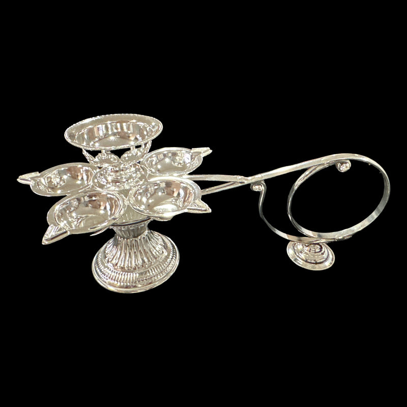 925 Sterling Silver Hallmarked Pancha Aarti / Harathi stand- Style