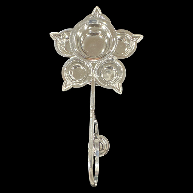 925 Sterling Silver Hallmarked Pancha Aarti / Harathi stand- Style