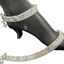 800 Silver Rajwada Hallmarked Pajeb Anklet with Meena - Style