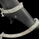 800 Silver Rajwada Hallmarked Pajeb Anklet with Meena - Style