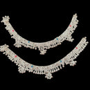 800 Silver Rajwada Hallmarked Pajeb Anklet with Meena & Bells - Style