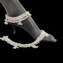 800 Silver Rajwada Hallmarked Pajeb Anklet with Meena & Bells - Style