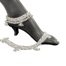 800 Silver Rajwada Hallmarked Pajeb Anklet with Meena & Bells - Style