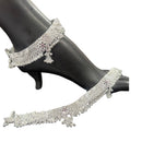 800 Silver Rajwada Hallmarked Pajeb Anklet with Meena & Bells - Style
