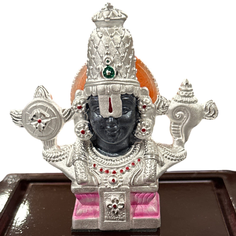 999 Pure Silver Tirupathi Balaji idol - 3.0-inch Tall Statue / Murthi (Figurine