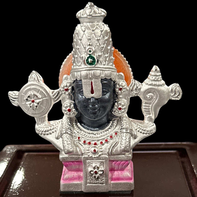 999 Pure Silver Tirupathi Balaji idol - 3.0-inch Tall Statue / Murthi (Figurine
