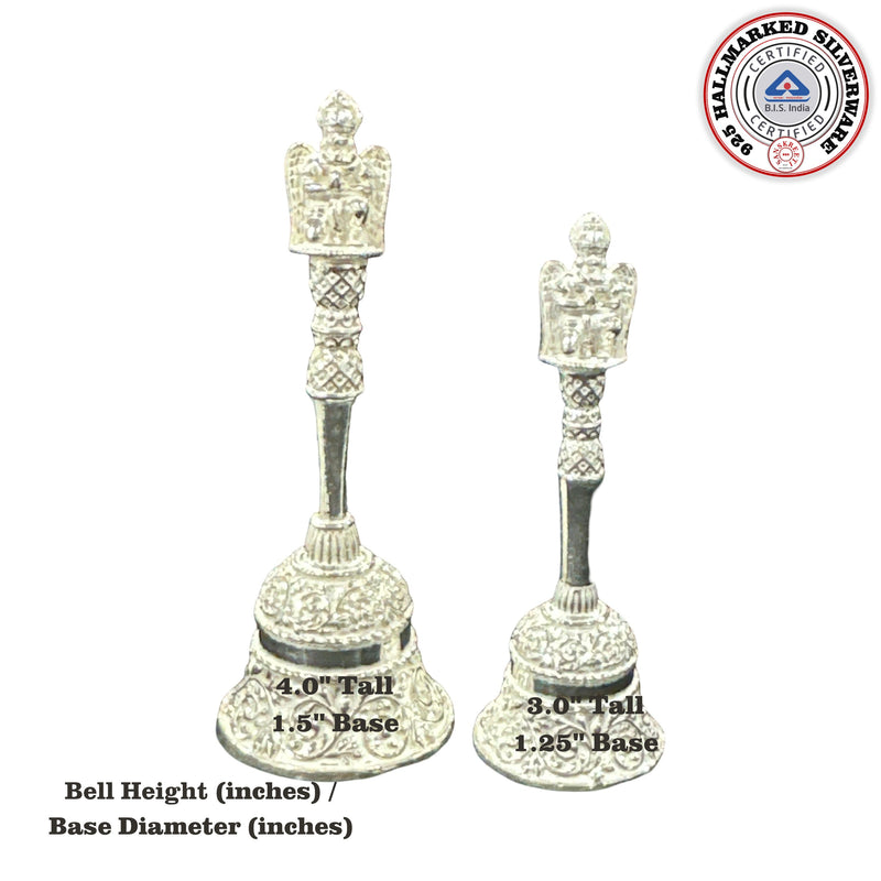 925 Sterling Silver Hallmarked Garuna Handle Puja Bell - Style