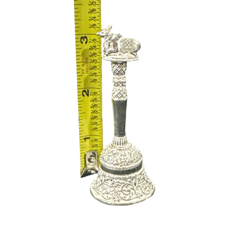 925 Sterling Silver Hallmarked Nandi Handle Puja Bell - Style