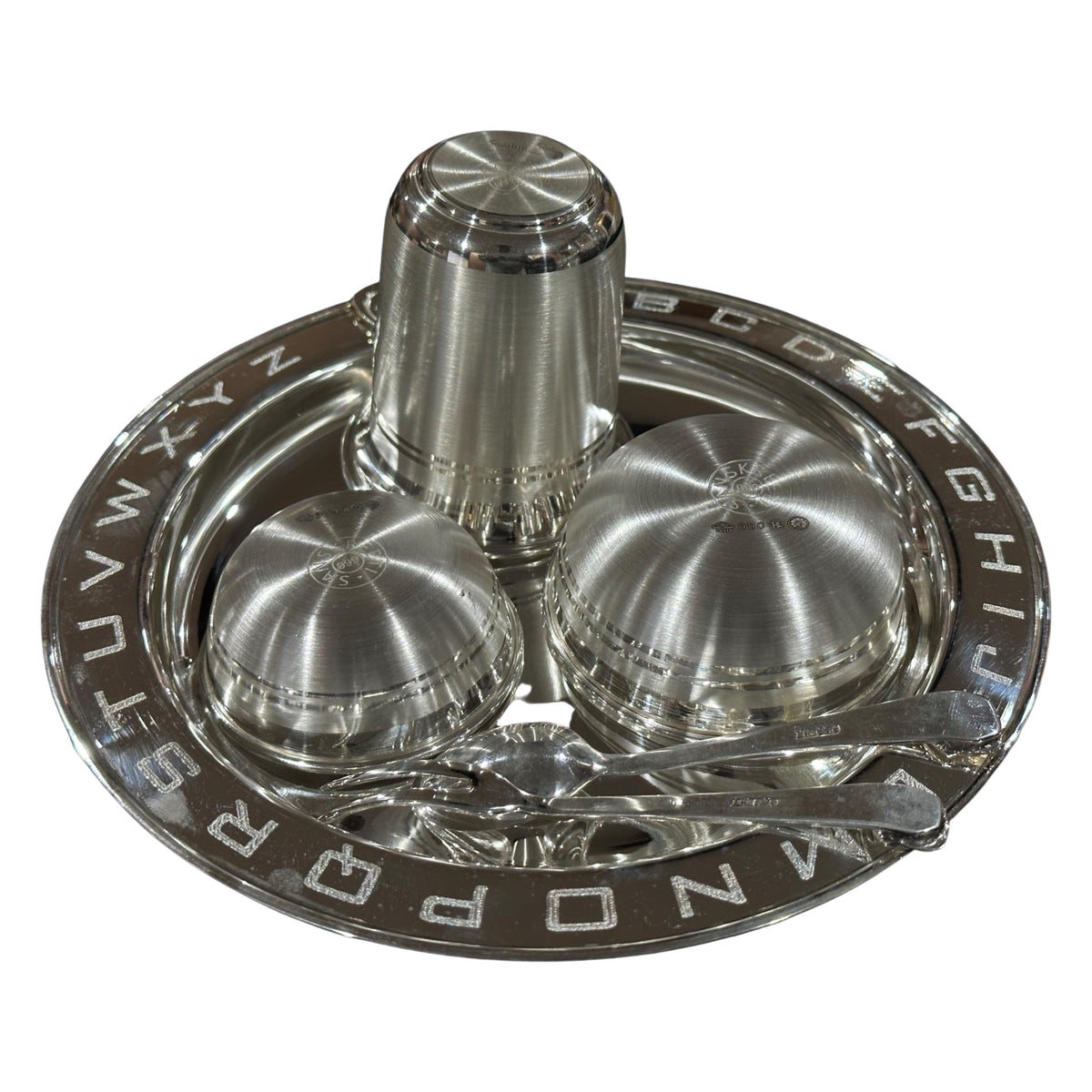 999 Pure Silver 8.0 Inch Hallmarked Heavy Alphabet Western Plate Kids