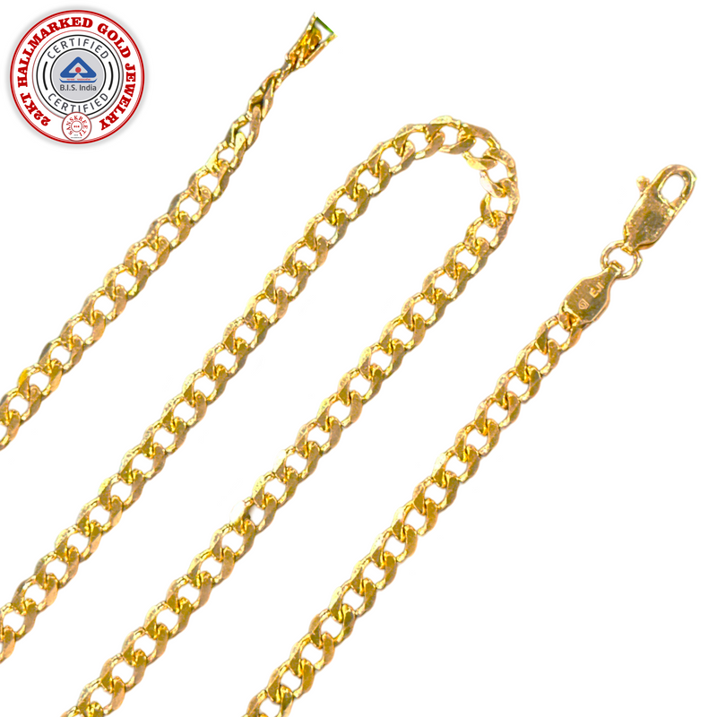 916 Twenty Two Karat (22K) Hallmarked Gold 2.5MM Miami Cuban Chain