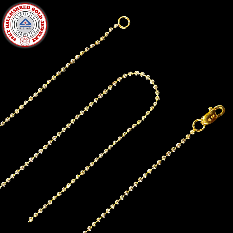 916 Twenty Two Karat (22K) Hallmarked Gold 1.2MM Designer Ball Chain - Design