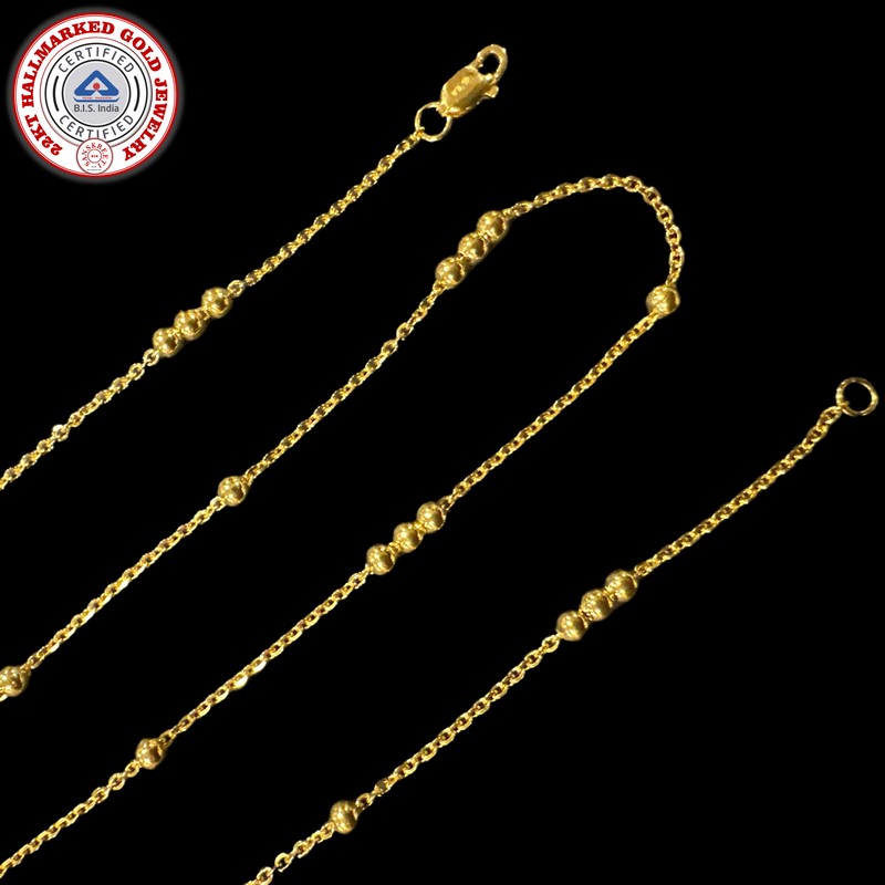 916 Twenty Two Karat (22K) Hallmarked Gold 1.2MM Designer Ball Chain - Design