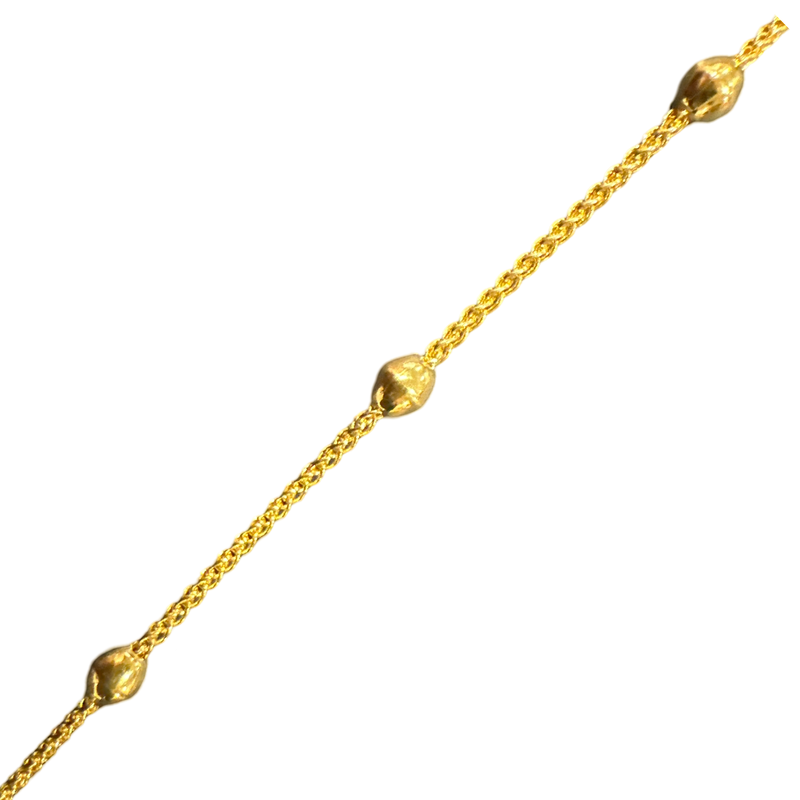 916 Twenty Two Karat (22K) Hallmarked Gold 1.5MM Designer Ball Chain - Design