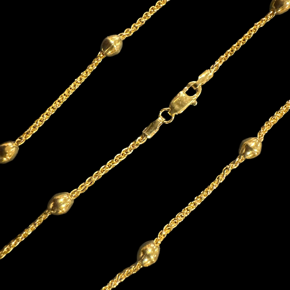 916 Twenty Two Karat (22K) Hallmarked Gold 1.5MM Designer Ball Chain -