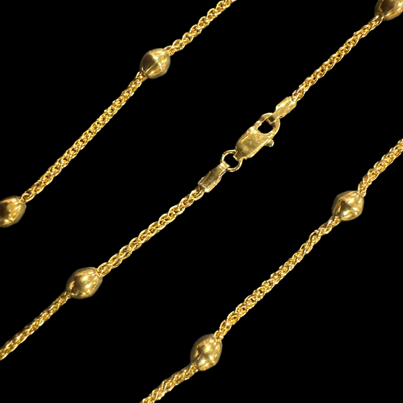 916 Twenty Two Karat (22K) Hallmarked Gold 1.5MM Designer Ball Chain - Design