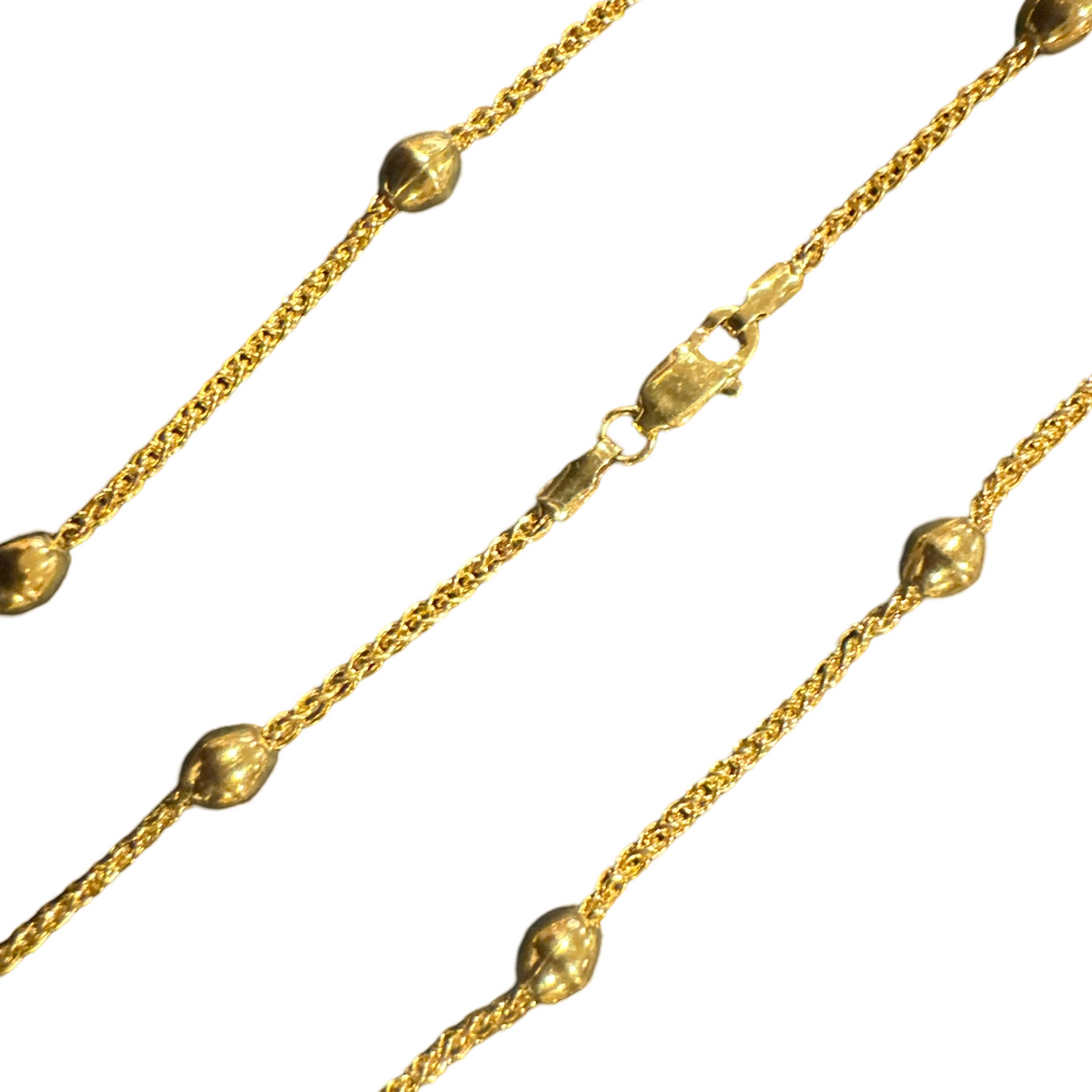 916 Twenty Two Karat (22K) Hallmarked Gold 1.5MM Designer Ball Chain -