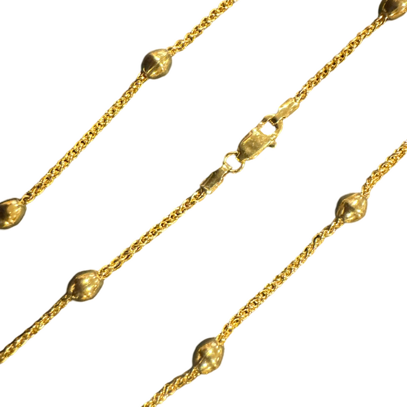 916 Twenty Two Karat (22K) Hallmarked Gold 1.5MM Designer Ball Chain - Design