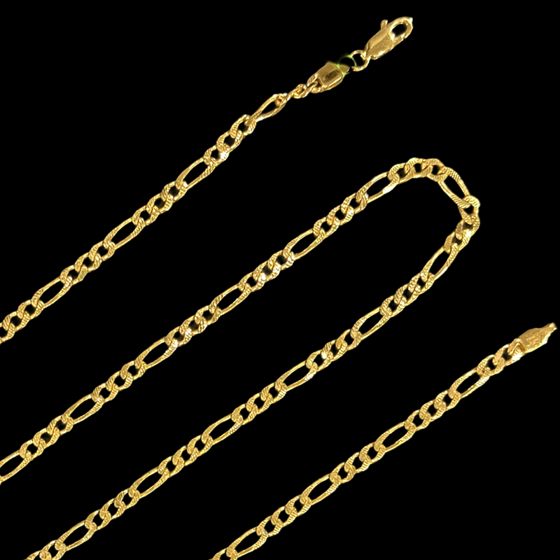 916 Twenty Two Karat (22K) Hallmarked Gold 3.0MM Figaro Chain