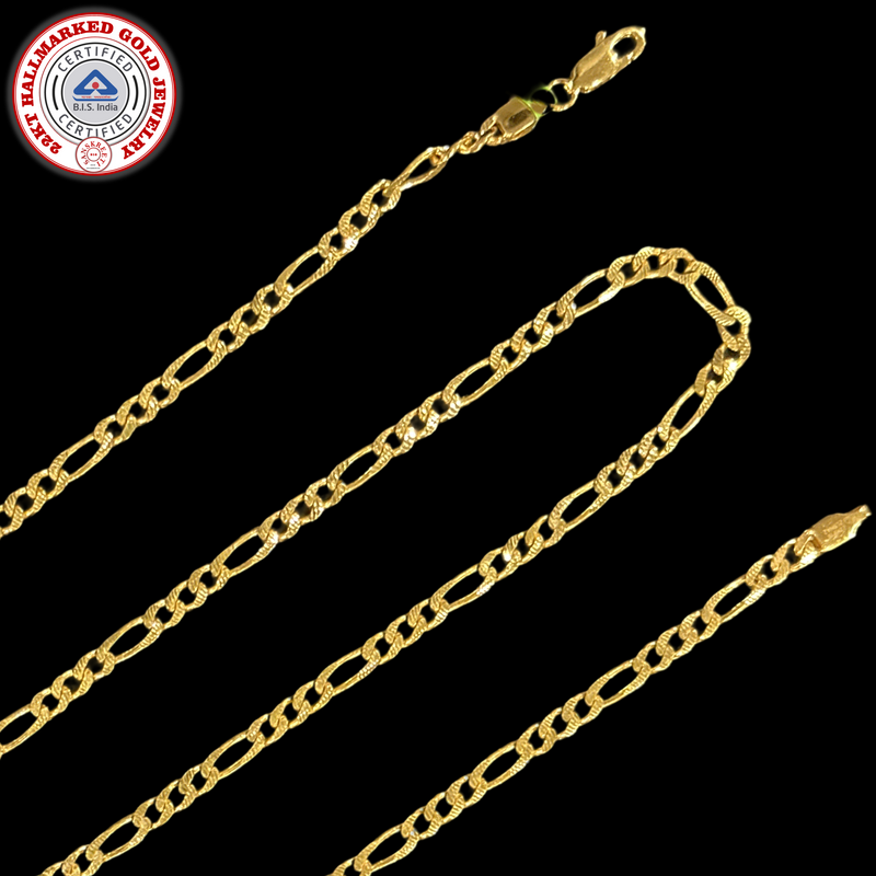 916 Twenty Two Karat (22K) Hallmarked Gold 3.0MM Figaro Chain