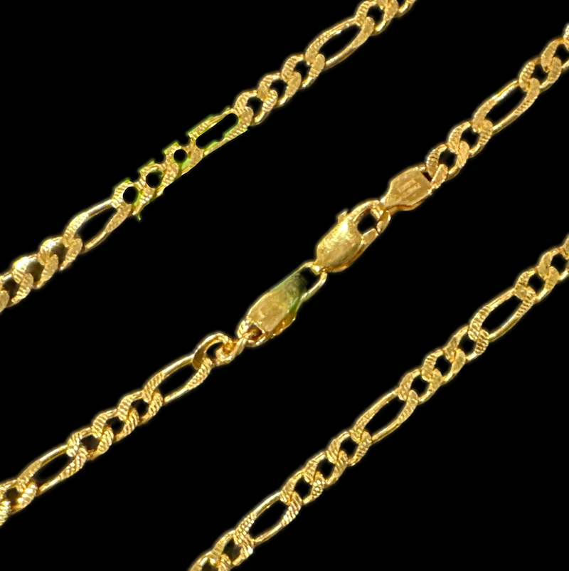 916 Twenty Two Karat (22K) Hallmarked Gold 3.0MM Figaro Chain