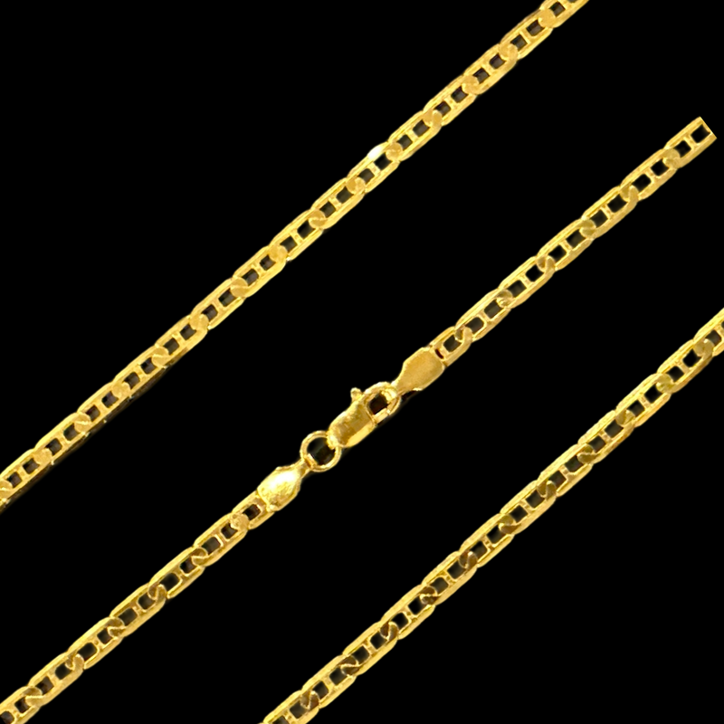 916 Twenty Two Karat (22K) Hallmarked Gold 2.5MM Mariner Gucci Chain