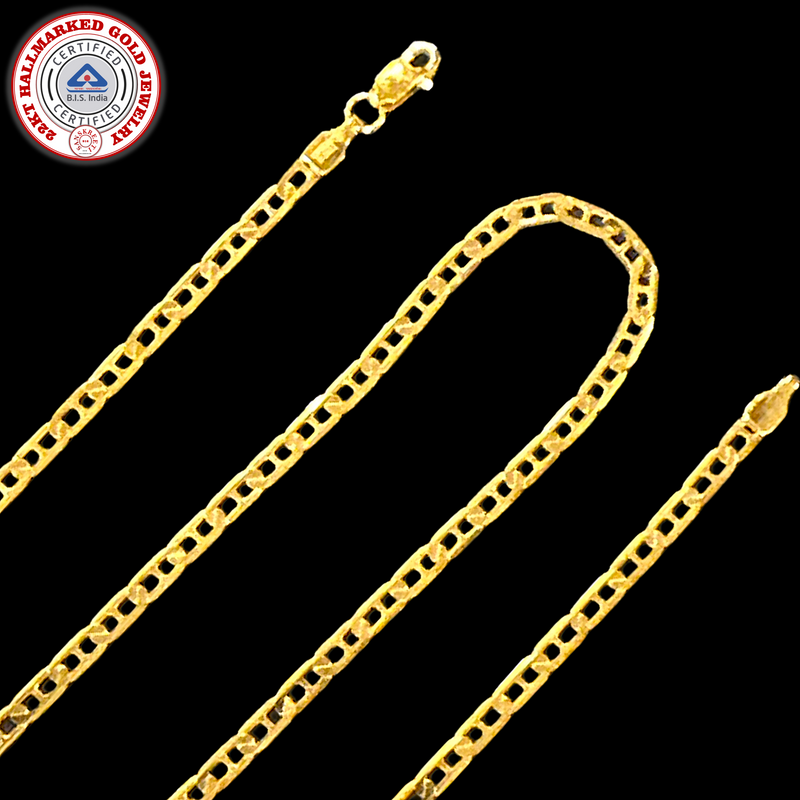 916 Twenty Two Karat (22K) Hallmarked Gold 2.5MM Mariner Gucci Chain