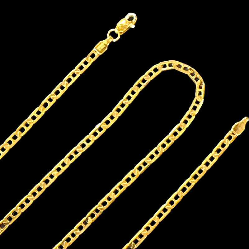 916 Twenty Two Karat (22K) Hallmarked Gold 2.5MM Mariner Gucci Chain