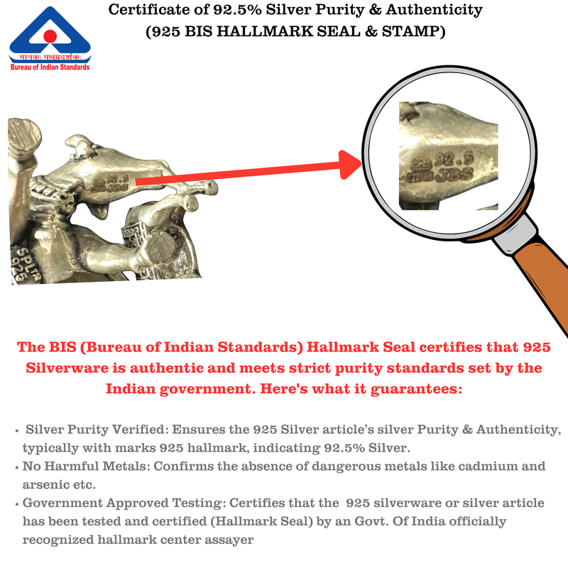 925 Sterling Silver Govt. Certified (Hallmarked) Solid Kamdhenu Cow (Figurine