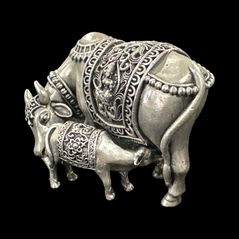 925 Sterling Silver Govt. Certified (Hallmarked) Solid Kamdhenu Cow (Figurine