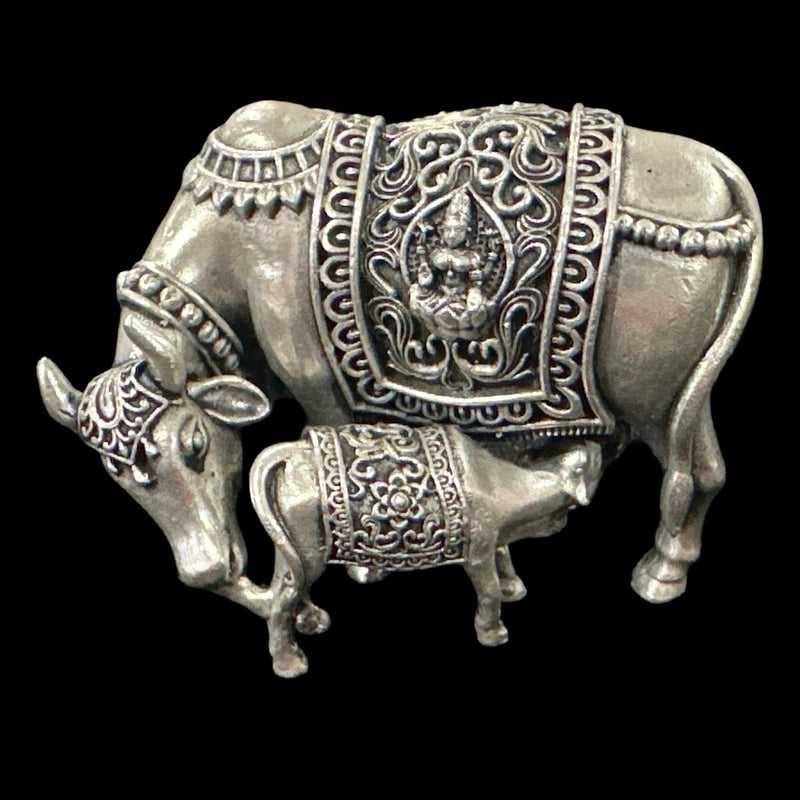 925 Sterling Silver Govt. Certified (Hallmarked) Solid Kamdhenu Cow (Figurine