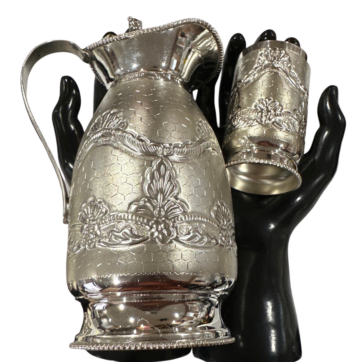 925 Sterling Silver Hallmarked 1200ml Water Pitcher & 225ml Six Tumble