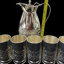 925 Sterling Silver Hallmarked 1200ml Water Pitcher & 225ml Six Tumbler Set