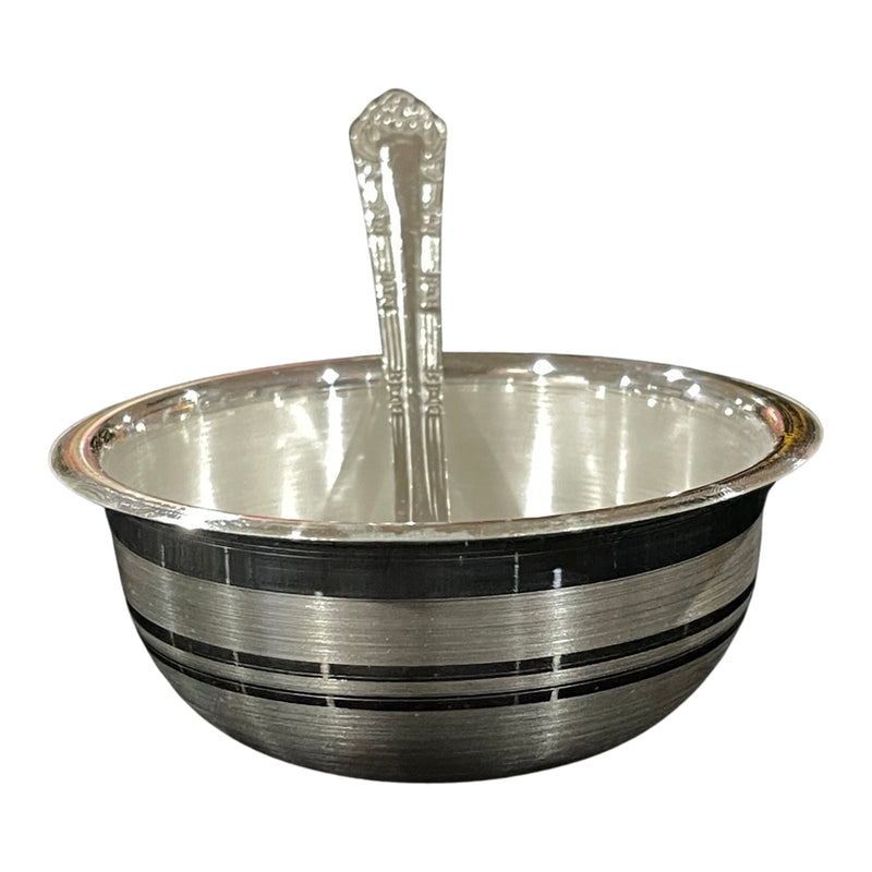 999 Pure Silver Hallmarked Anna Prasanam Bowl & Spoon Set