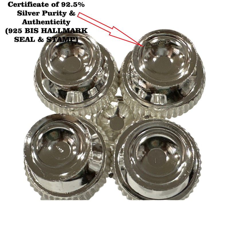 925 Sterling Silver Hallmarked 3.5x3.5 inch Kumkum / Puja bowls Four Pot Set  - Style