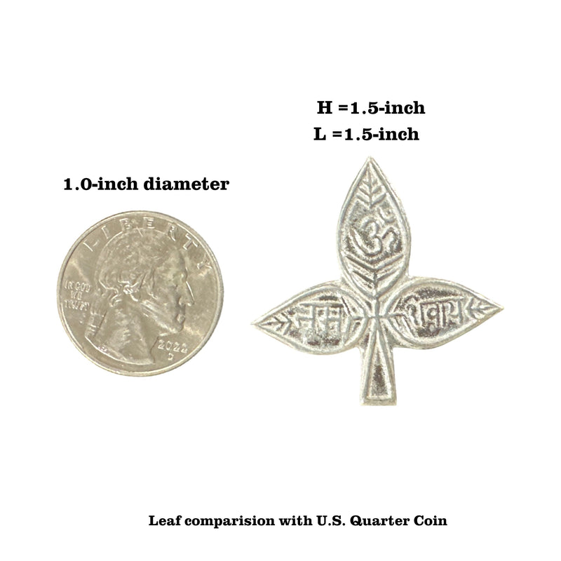 750 Silver Religious 1.5-inch Bel Patra / Bilva Leaves  Set (Pack of 54 Leaves)