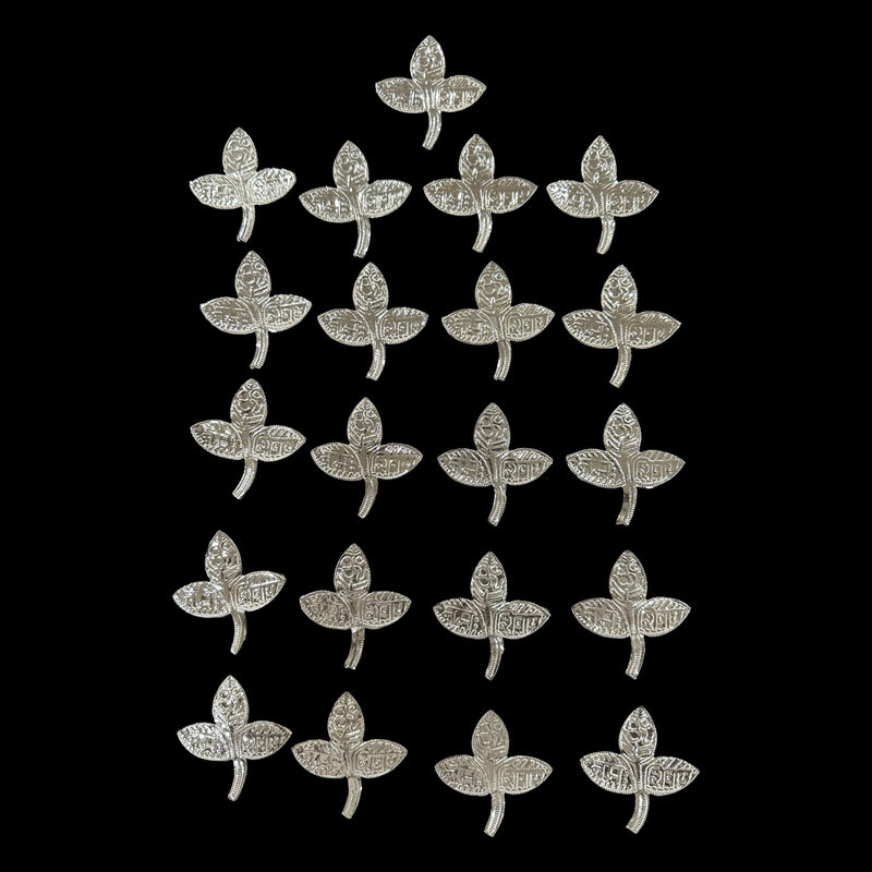 750 Silver Religious 2.0 inch Bel Patra / Bilva Leaves (Pack of 21 Leaves) Set